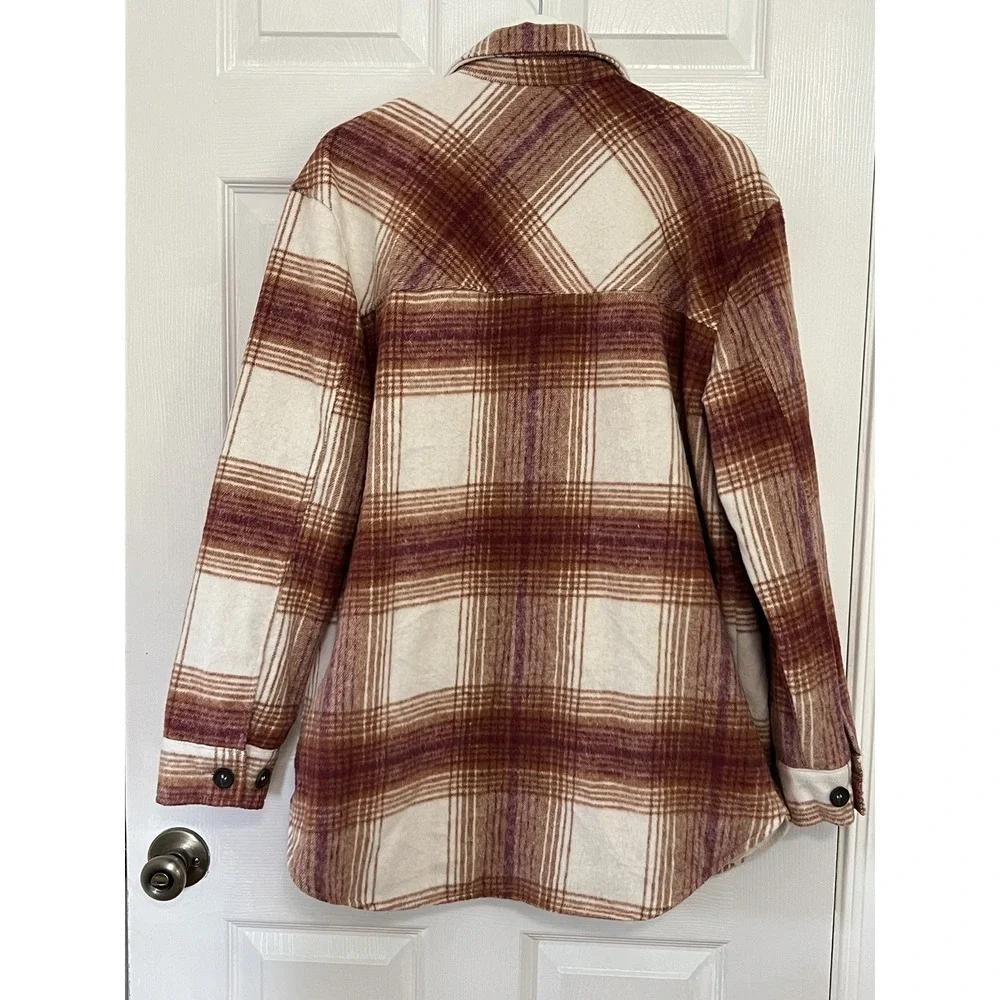 Thread & Supply Plaid Shacket Jacket Womens L Cozy Core Fall Layering Lumberjack